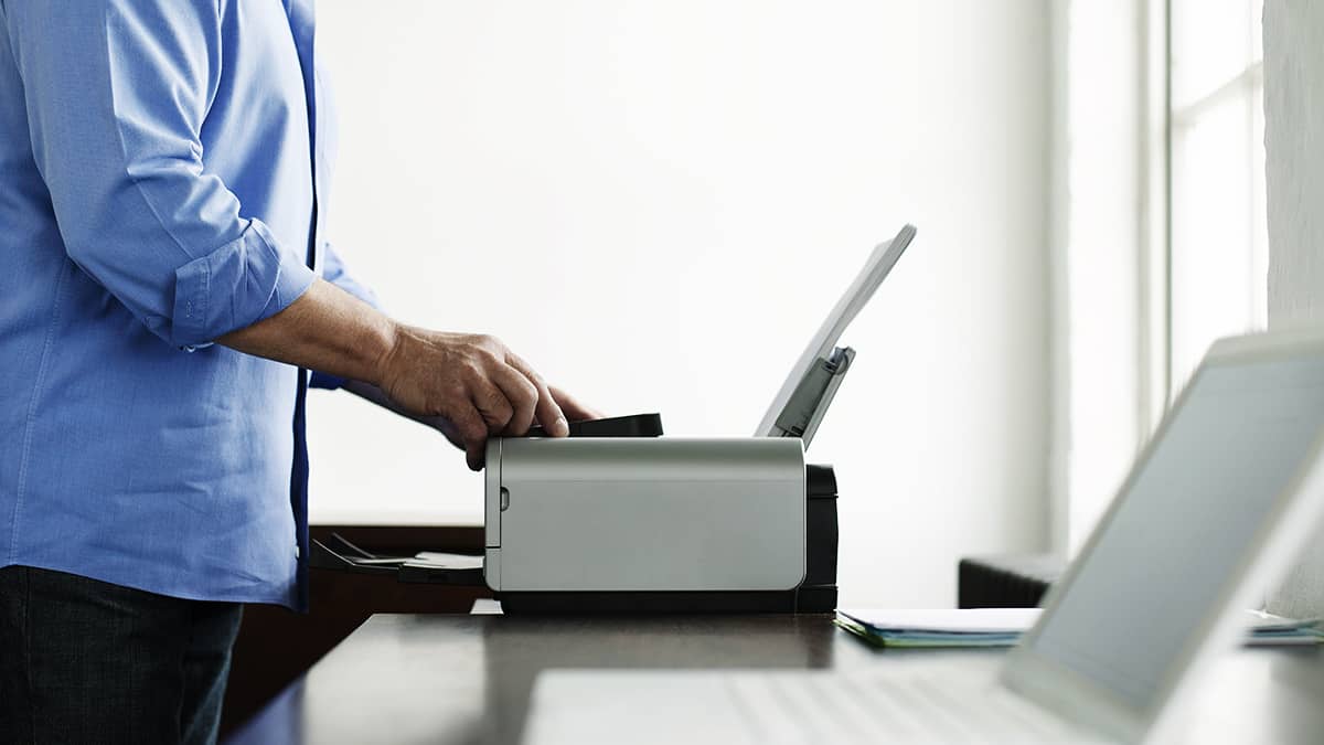 Employer printing payroll checks.