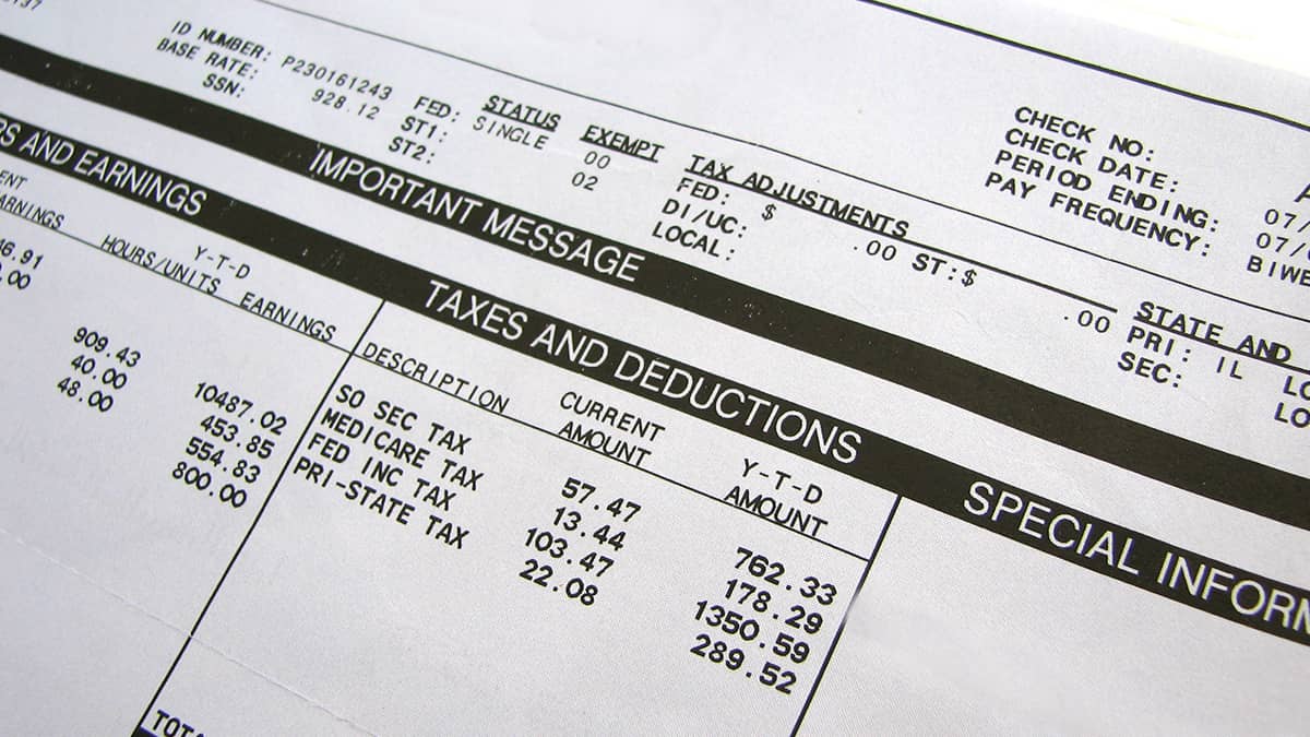 pay stub listing example employee pay information