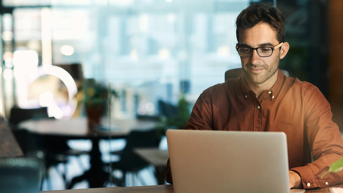 Man filing a business tax extension.