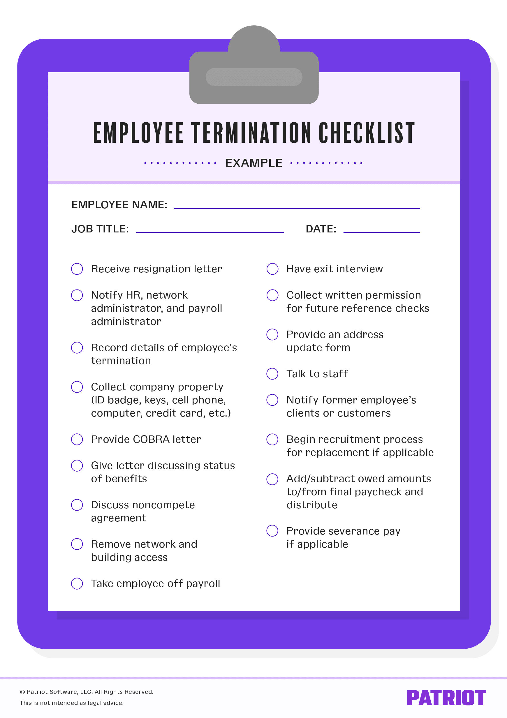 Sample employee termination checklist 