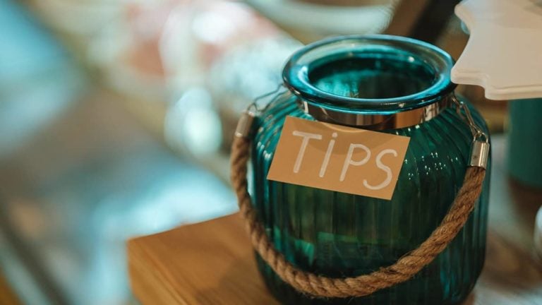 Green tip jar.