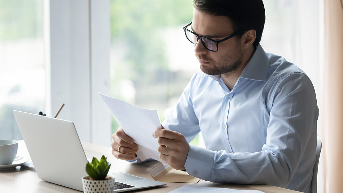 Man reviewing an IRS notice.