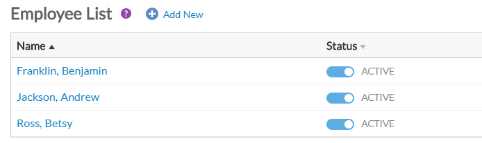 how do i inactivate or delete an employee employee name list