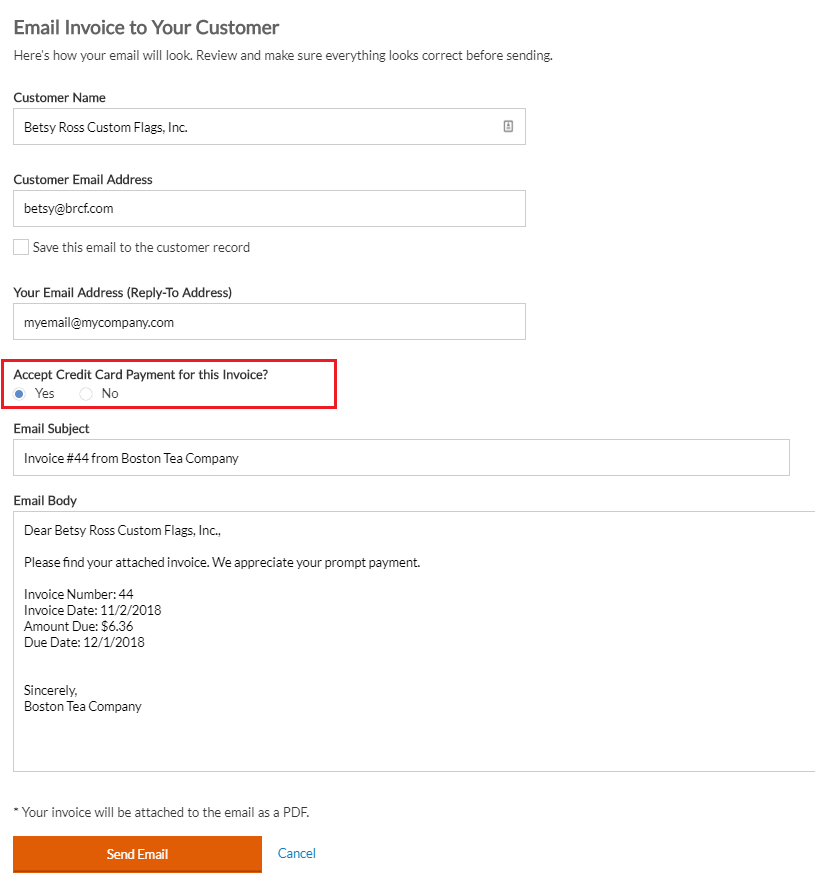 accepting credit card payments on customer invoices invoice s
