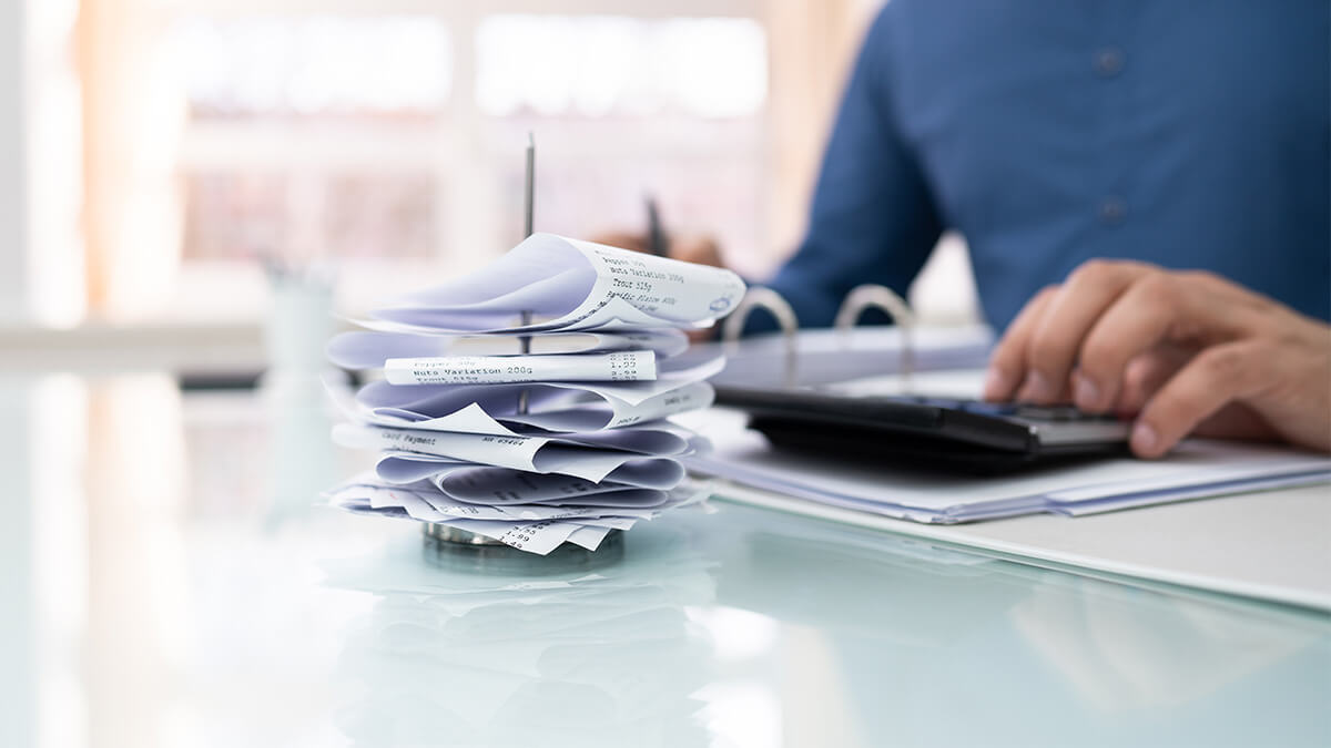 Stack of receipts.