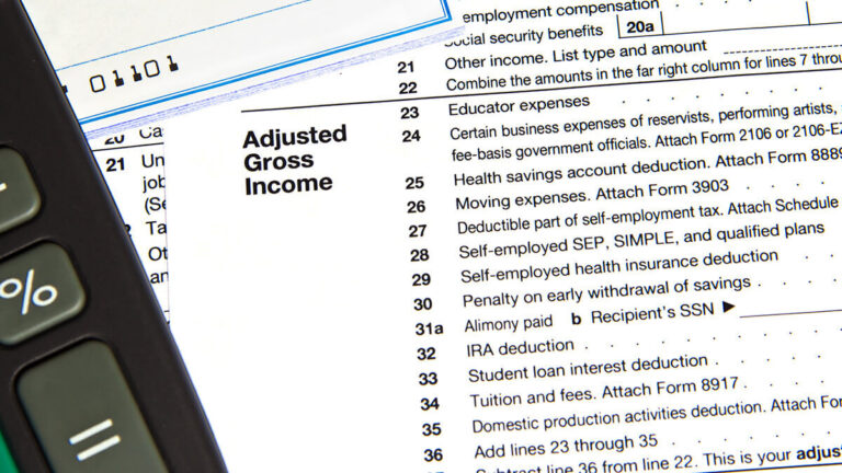 Adjusted gross income on tax form.