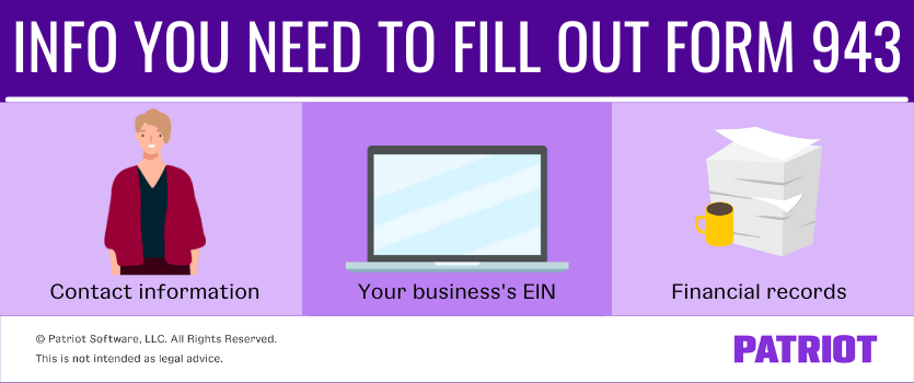Info you need to fill out Form 943: 1) Contact information 2) Your business's EIN 3) Financial records