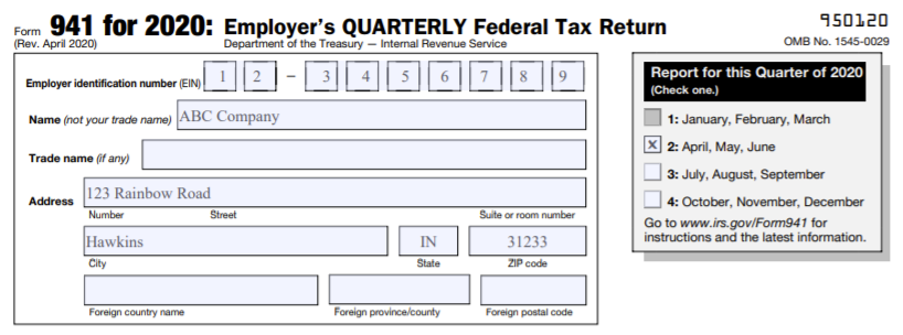 form 941 employer information section