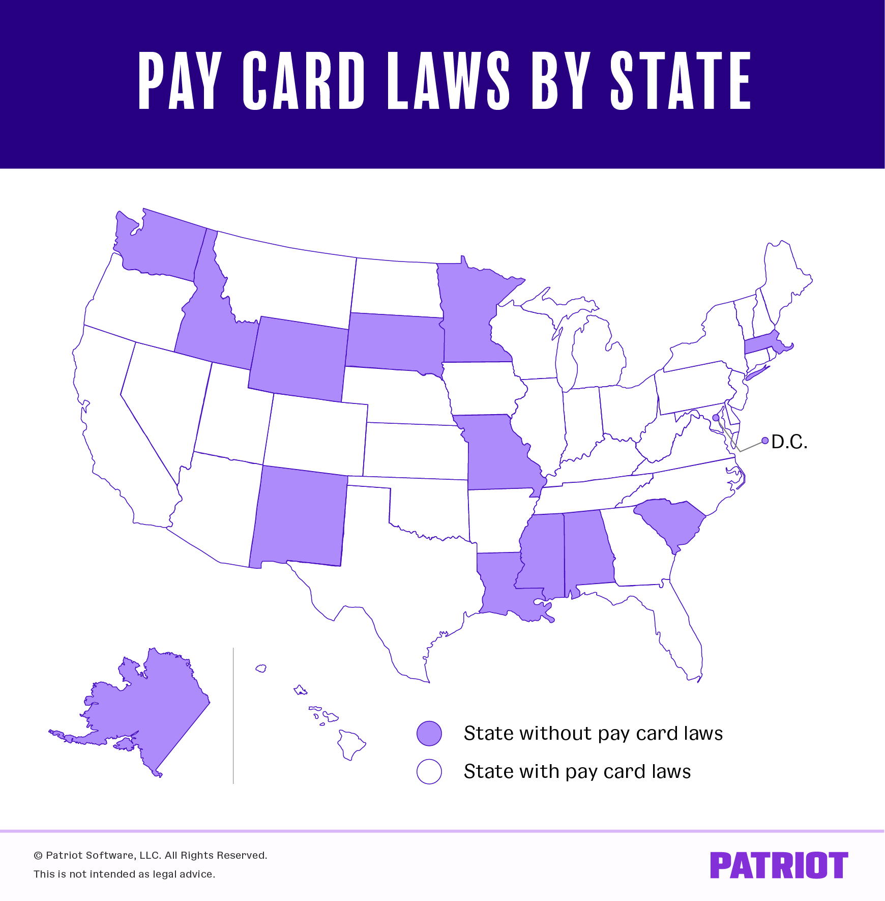 map detailing pay card laws by state