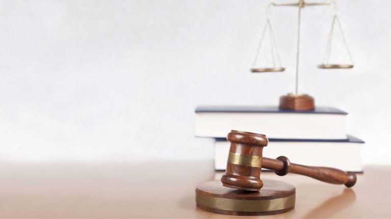 Gavel and legal books.