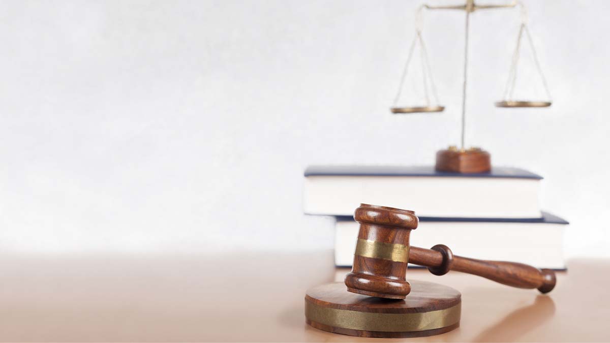 Gavel and legal books.