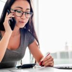 Woman talking on the phone.