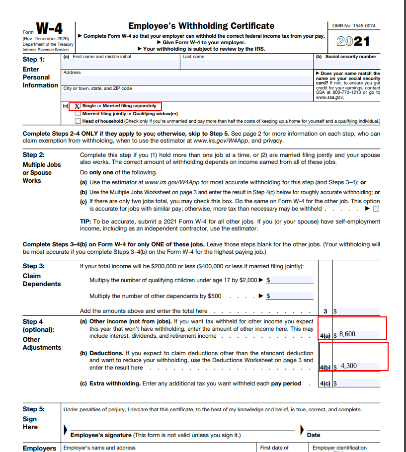 21 New W 4 Form No Allowances Plus Computational Bridge