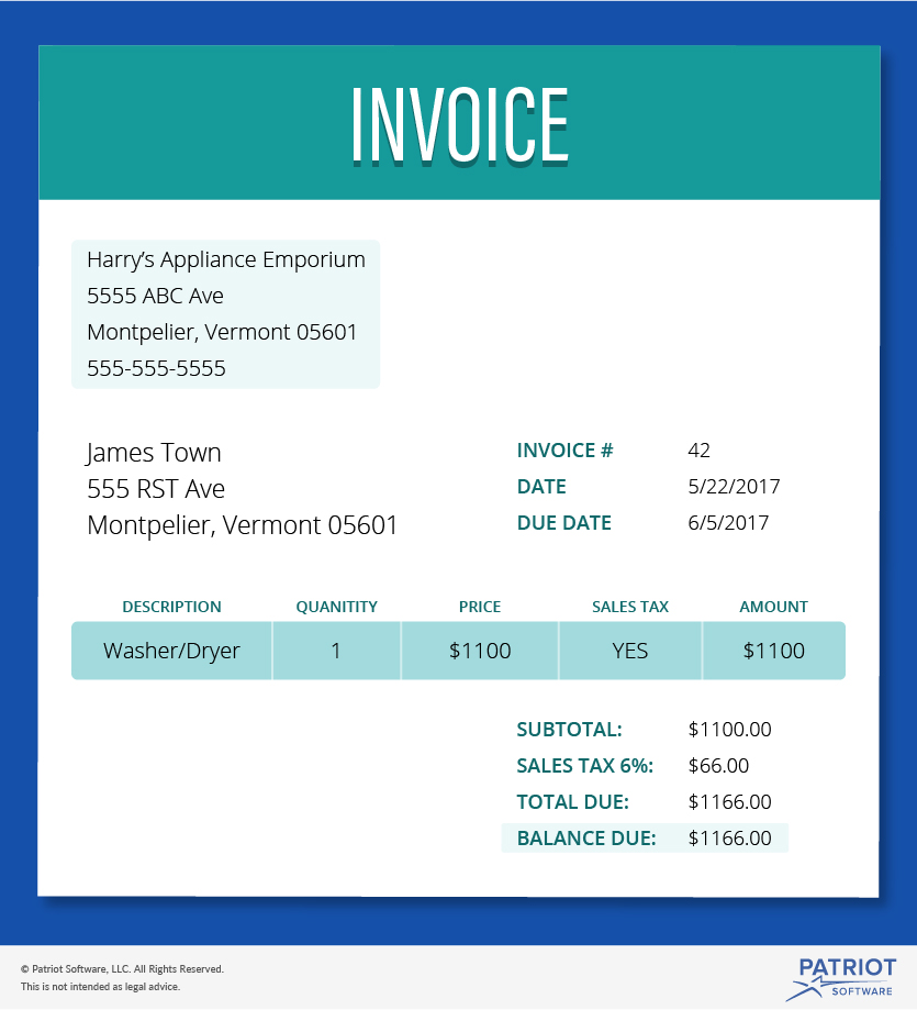 invoice vs. receipt image of invoice