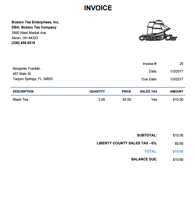 invoice example