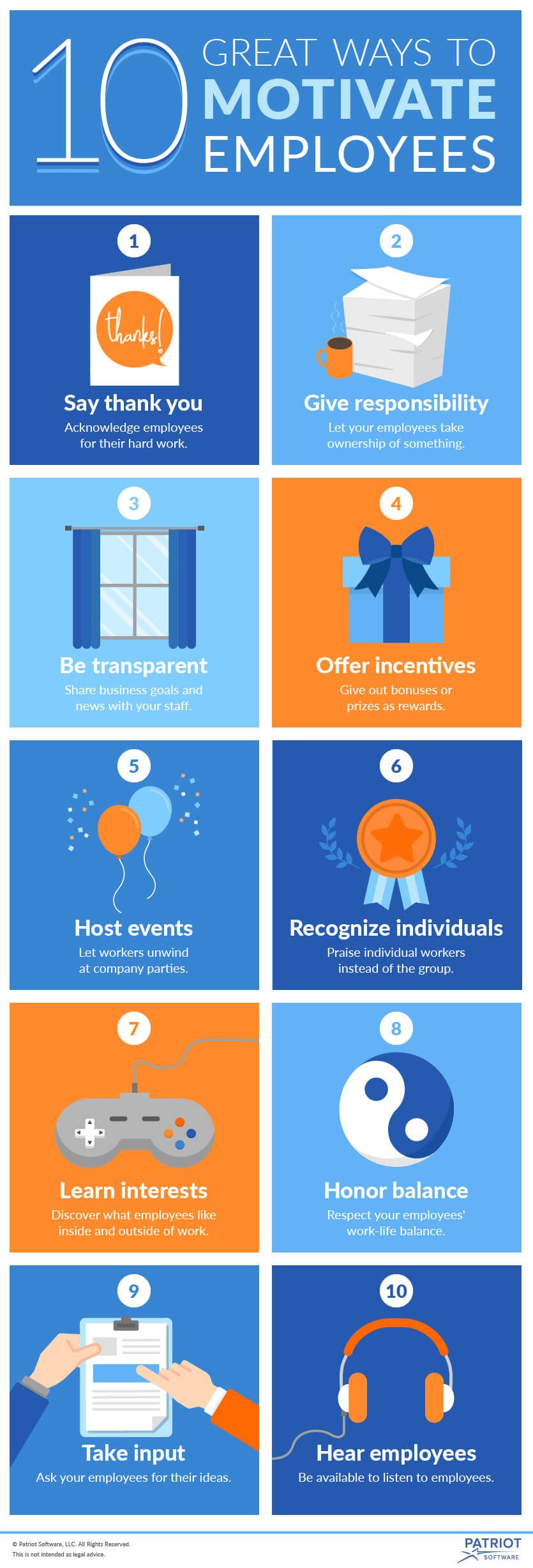 10 Great Ways to Motivate Employees Infographic