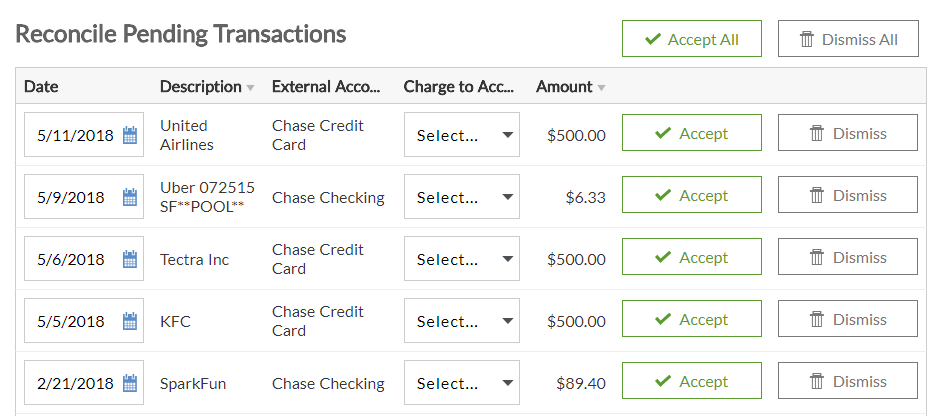 Importing Bank Account Transactions