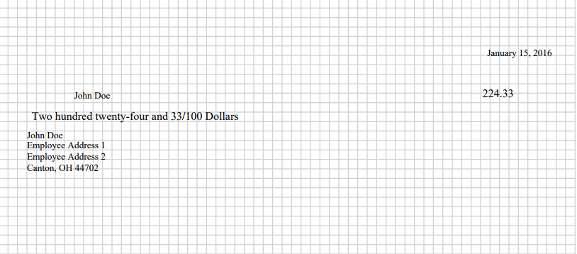PDF doc sample with grid for paycheck page