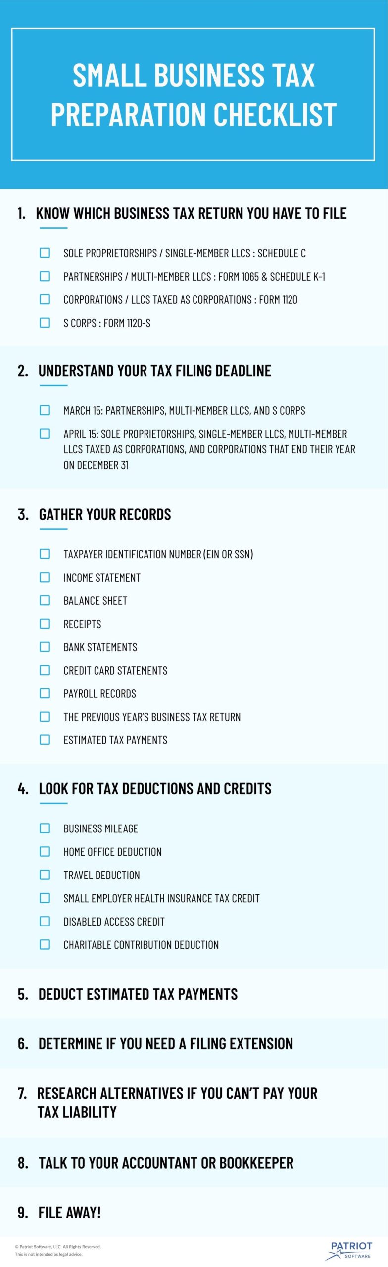 small business tax preparation checklist 