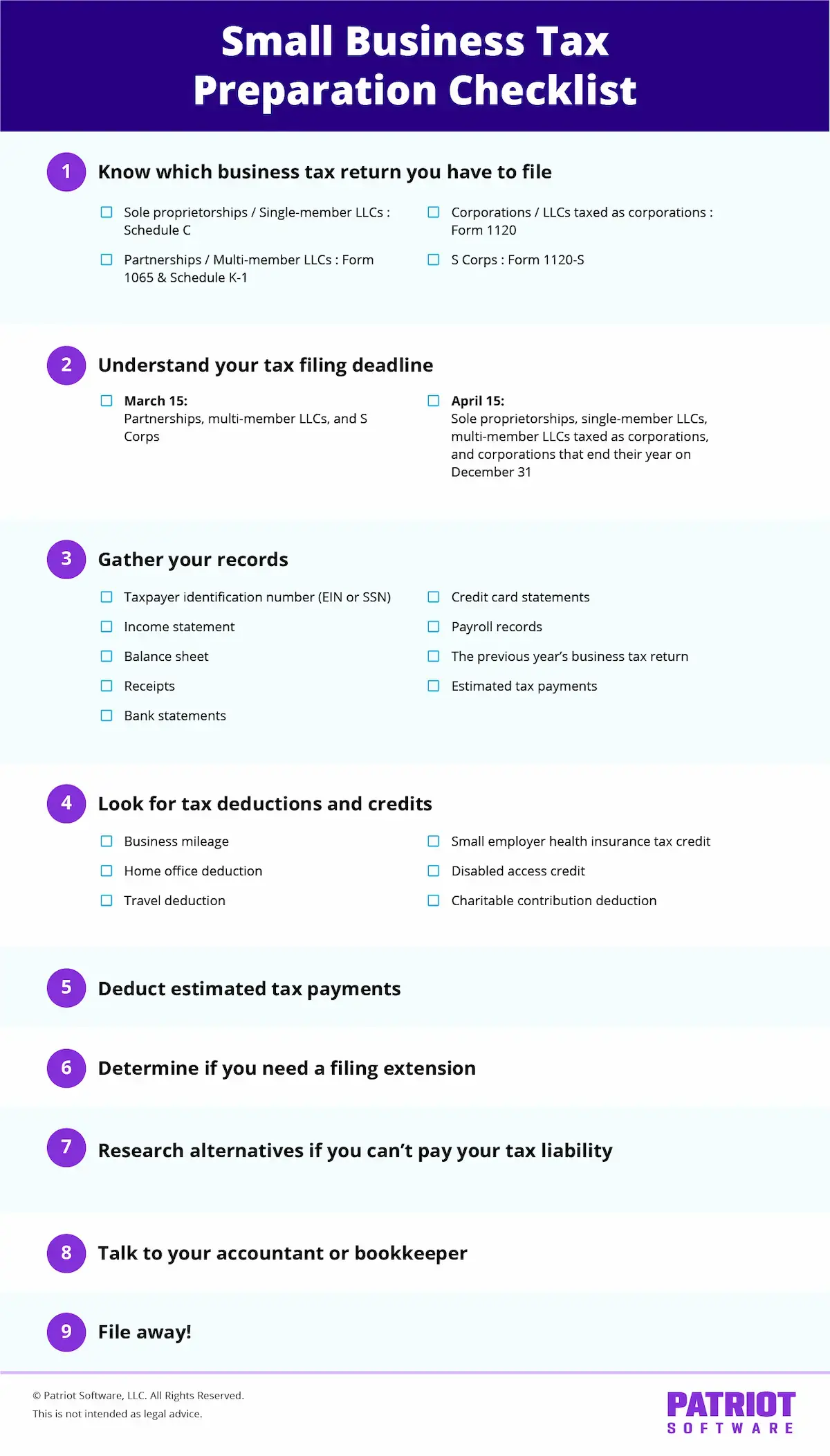 small business tax preparation checklist