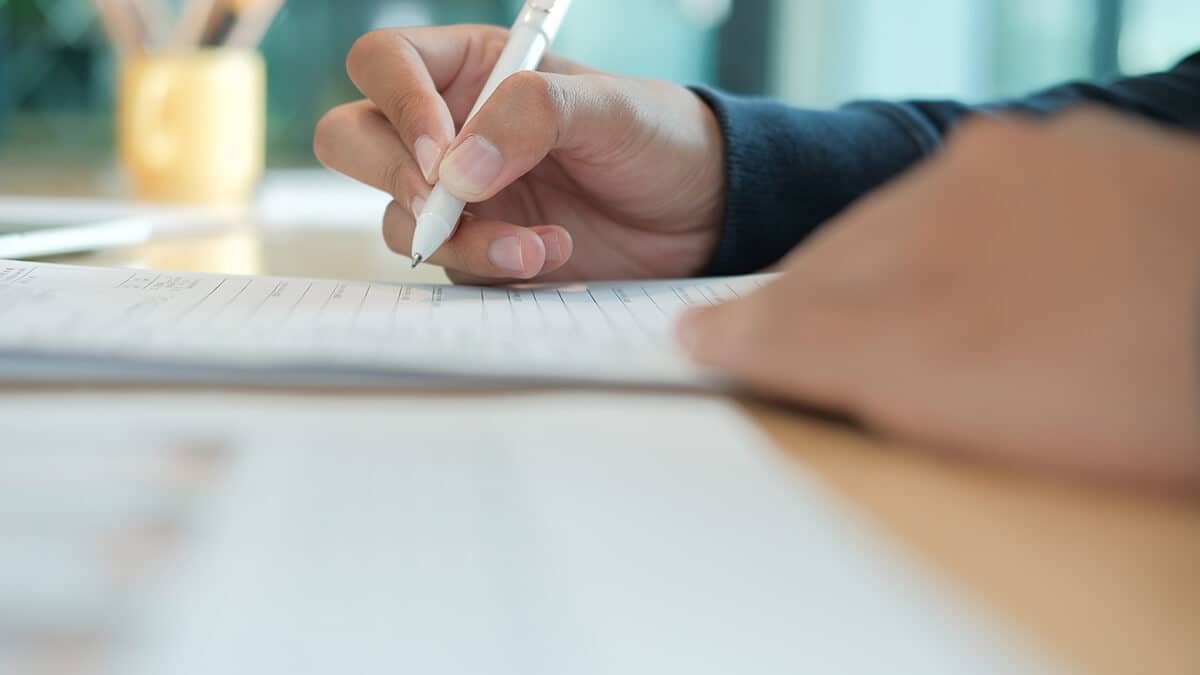 Employee filling out Form I-9.
