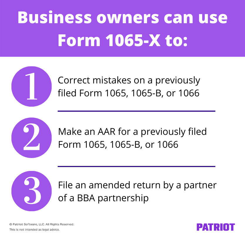 list of business owners who can use form 1065-x