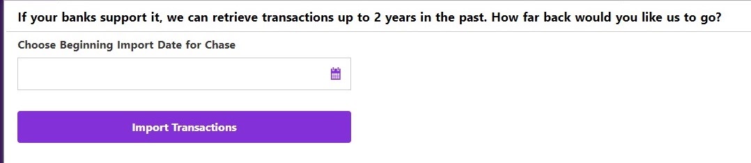 Importing bank transactions up to 2 years in the past