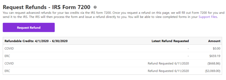 request IRS form 7200