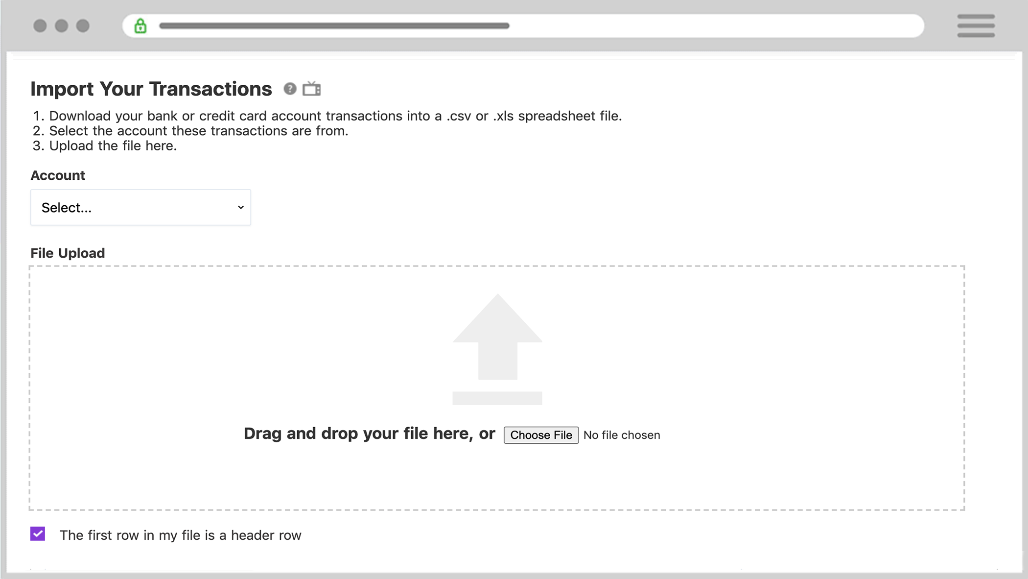 Import Your Transactions tool in Patriot's accounting software.