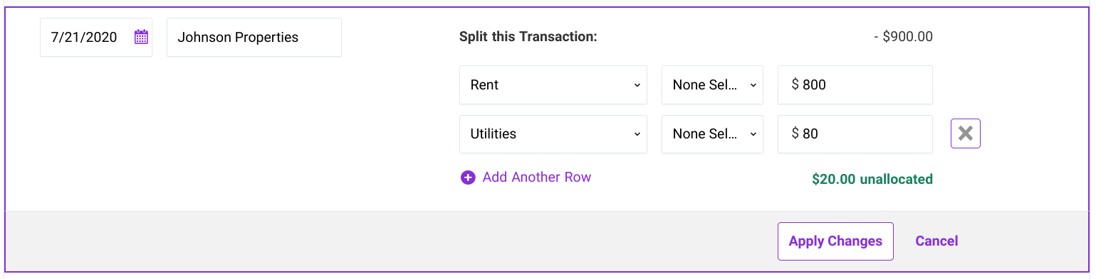 Split Imported Bank Transactions