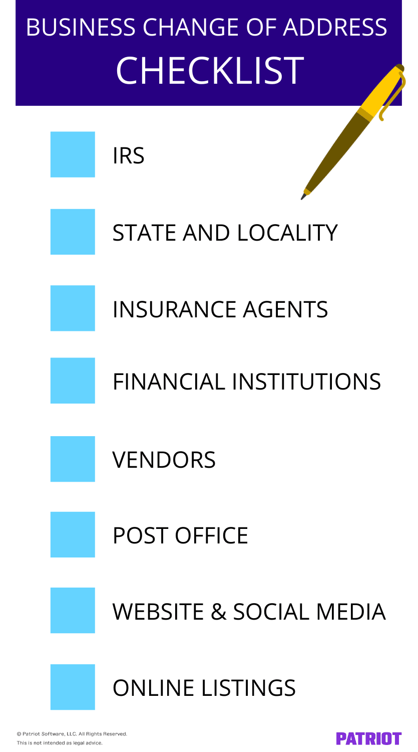 business change of address checklist of people to contact