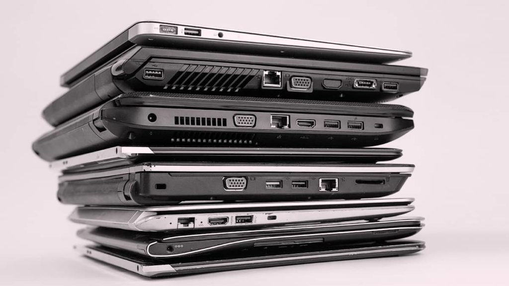 stack of different types of laptops