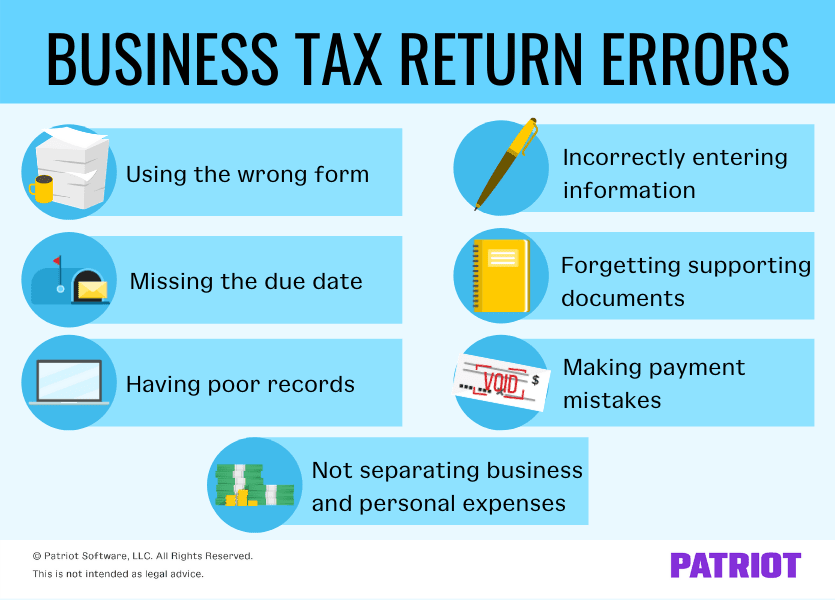 business tax return errors list with graphics