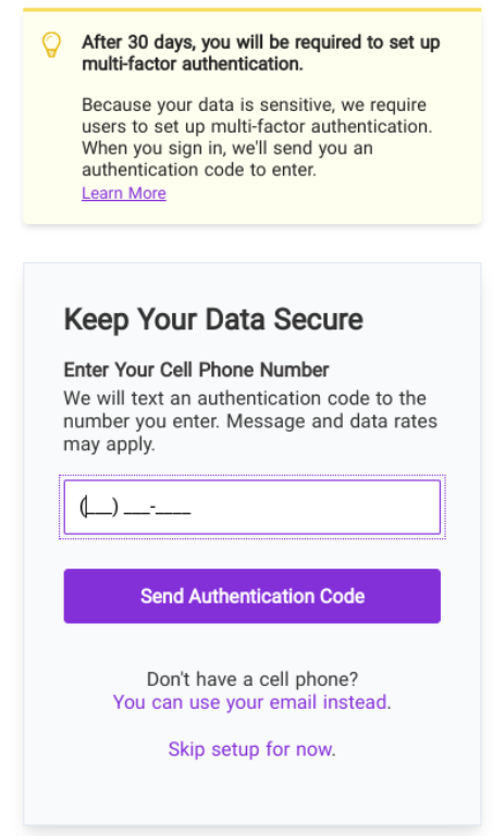 Setting up multi-factor authentication in Patriot Software