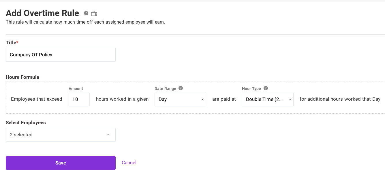 Custom Overtime Rules