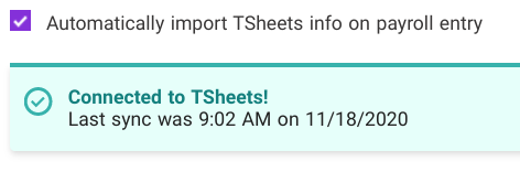 tsheets integration