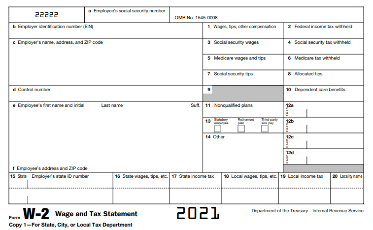 IRS Form W-2 (2021)