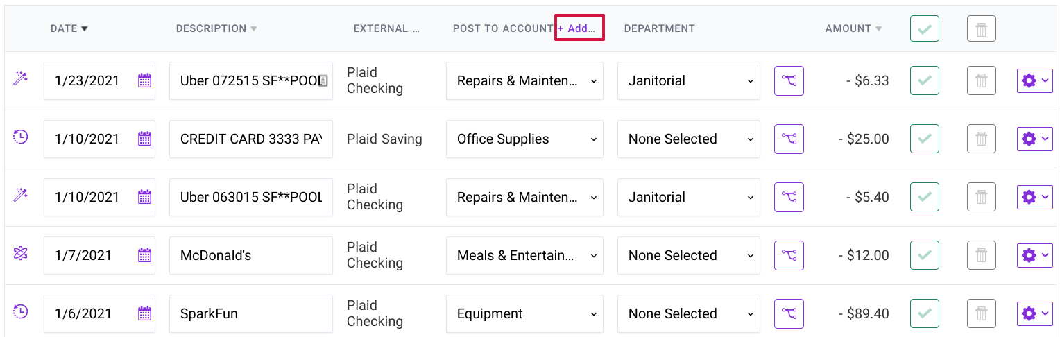 Add Accounts “On-the-fly” When Managing Transactions