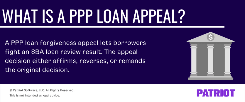 Defines what is a ppp loan appeal (lets borrowers fight an SBA loan review result)