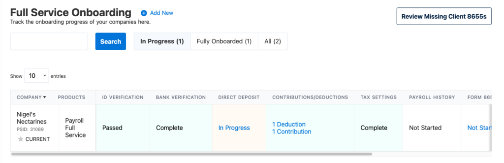 Full Service onboarding report for Patriot Partners