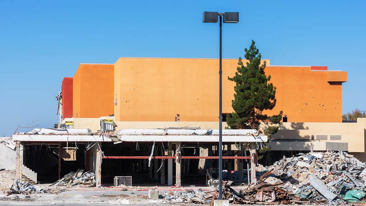 Building with significant damage from a natural disaster.
