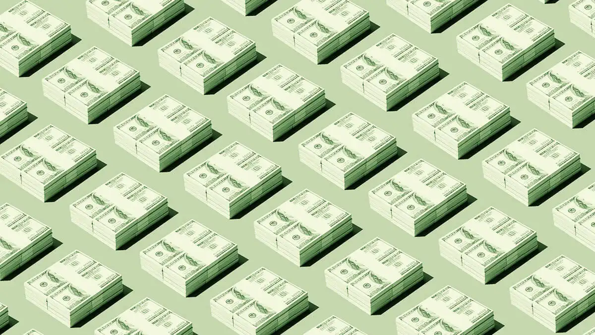 rows of money on a green background