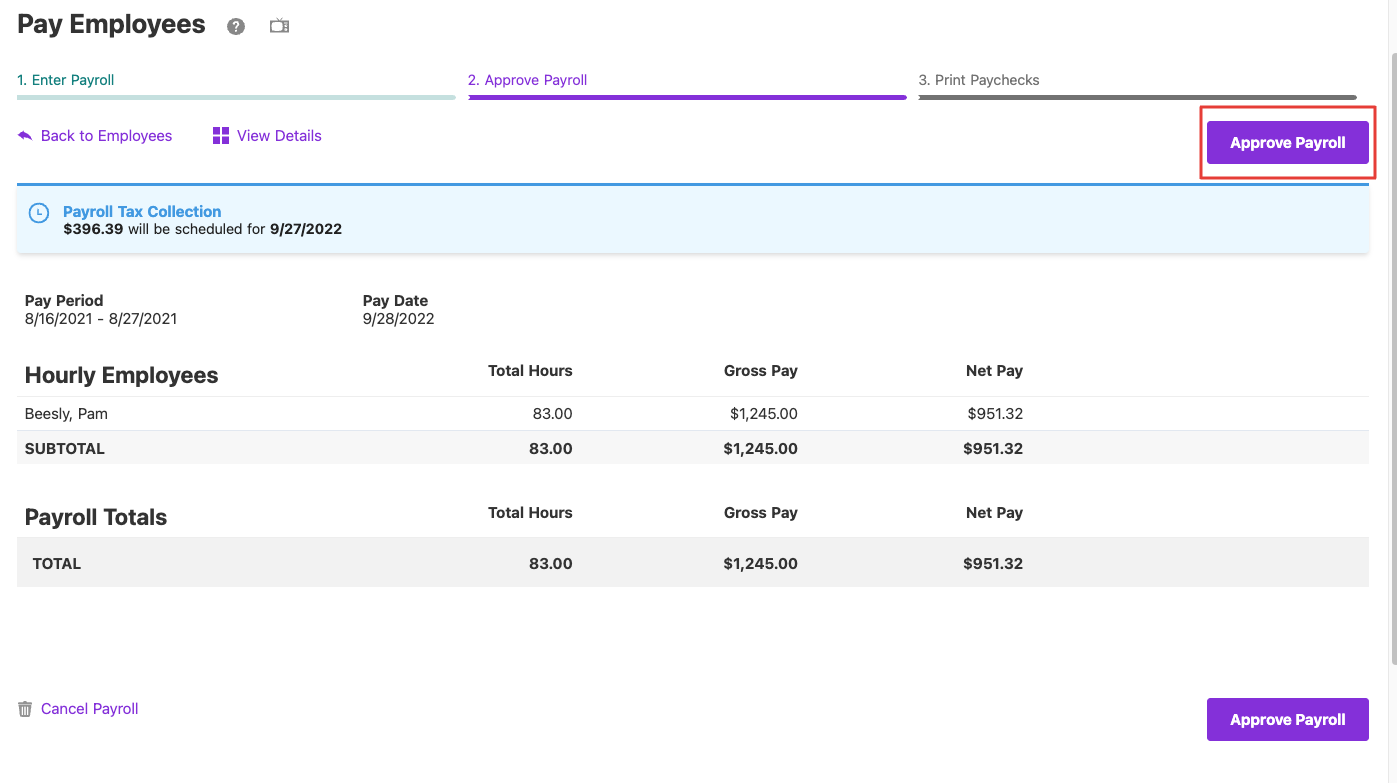 Approve Payroll Update