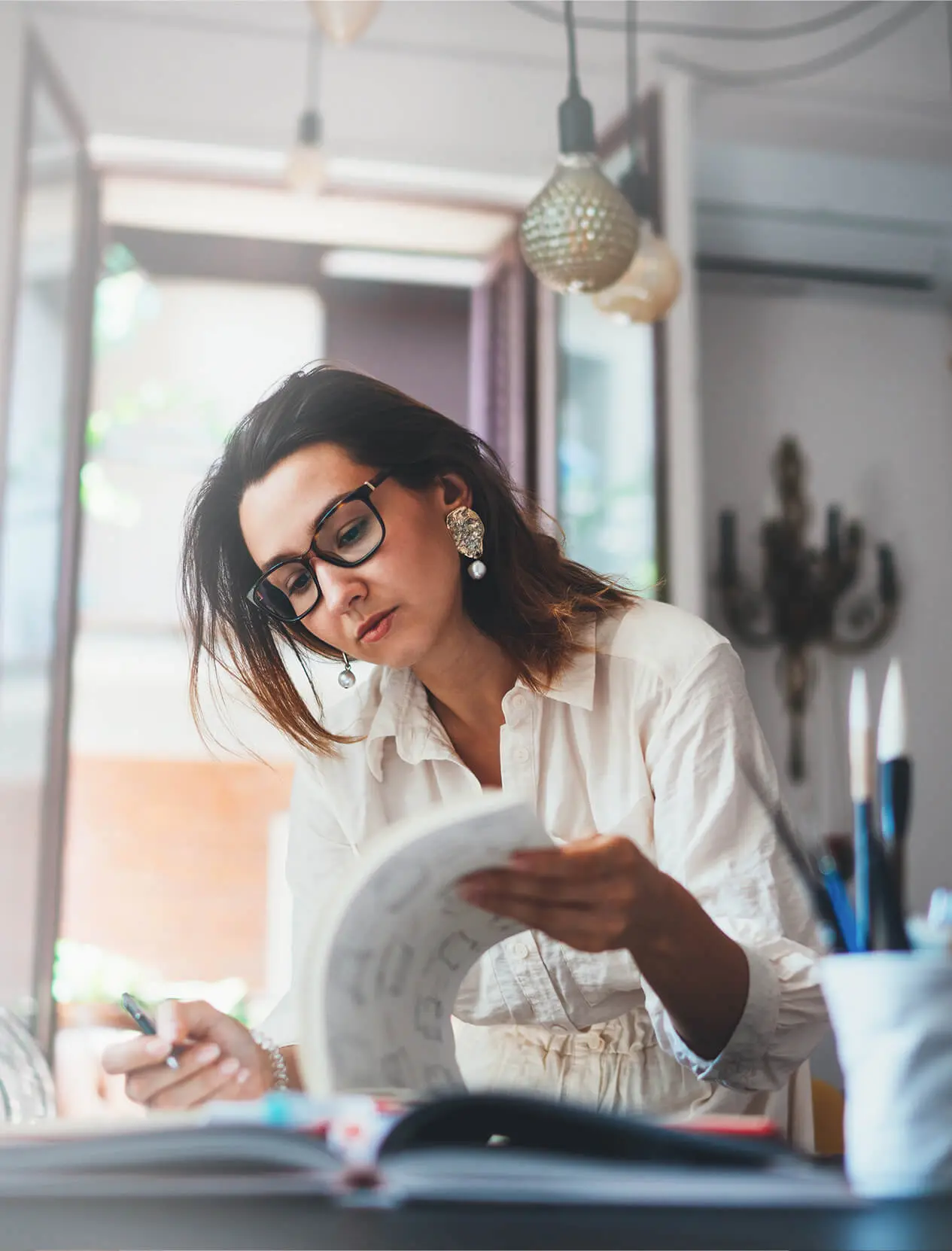 Woman working on business documents