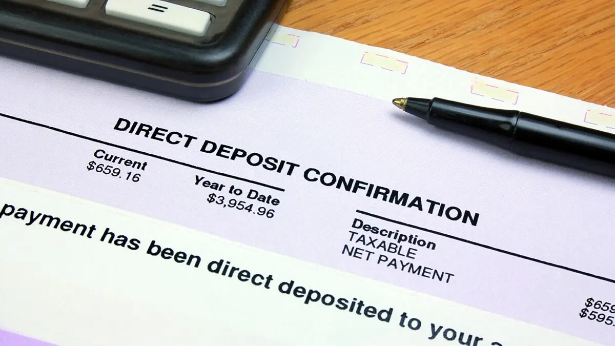 Direct deposit confirmation paper