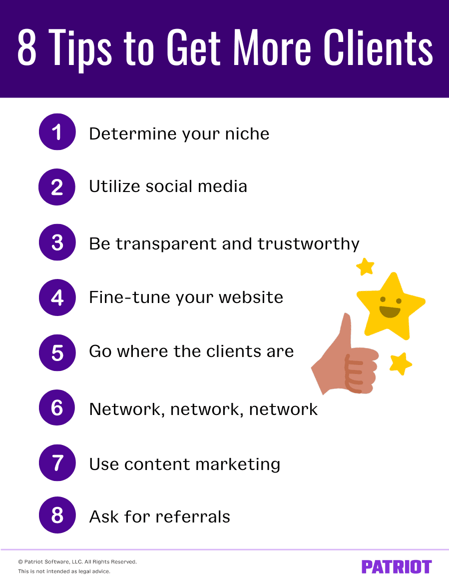 How to get more clients: 8 steps