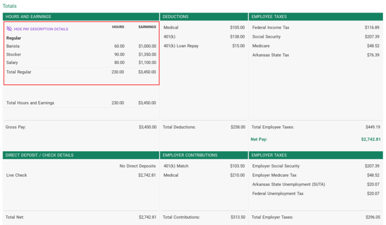 pay rate description break-out on Payroll Register report in Patriot Software