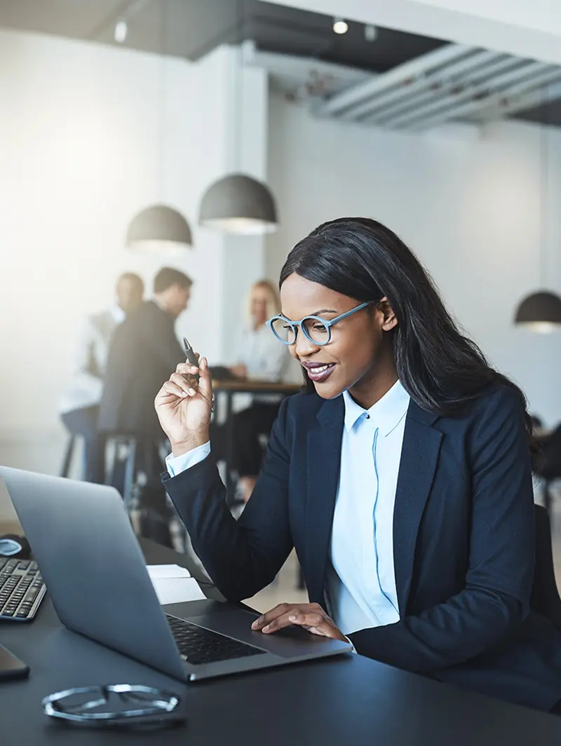 Business woman using laptop