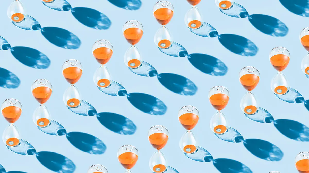 rows of orange hour glasses