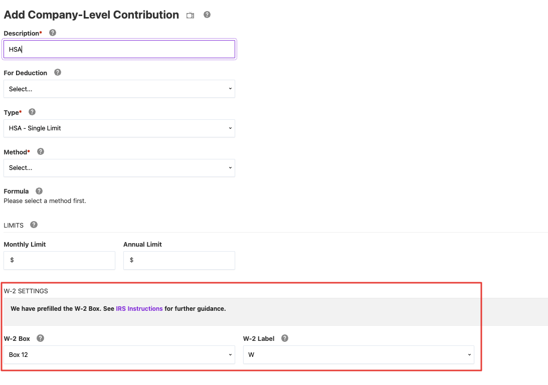 W2- prefilled box for contributions